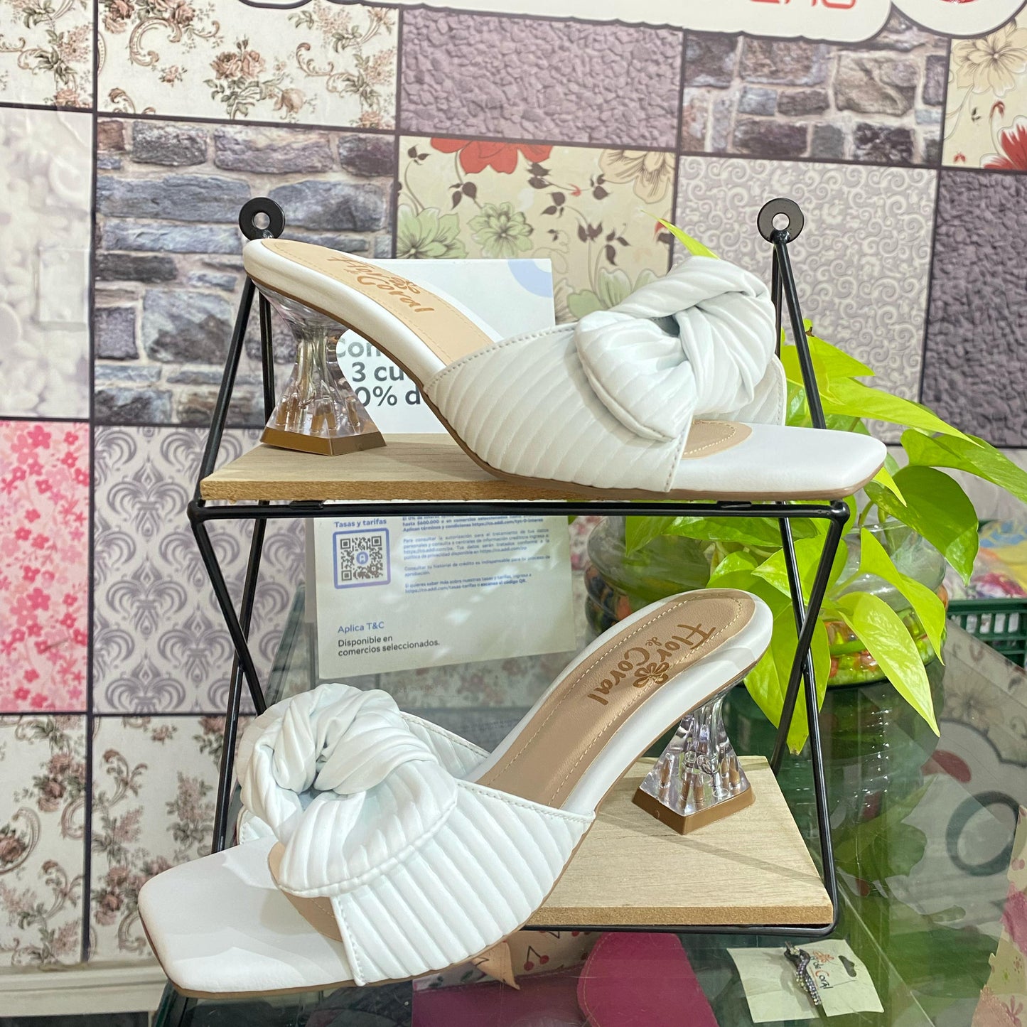 Tacón Ref. ESO3 BLANCO CON TACON DE CRISTAL 5 1/2