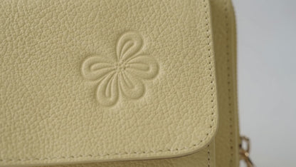 Bandolera de cuero 100%  para mujer Flor de Coral