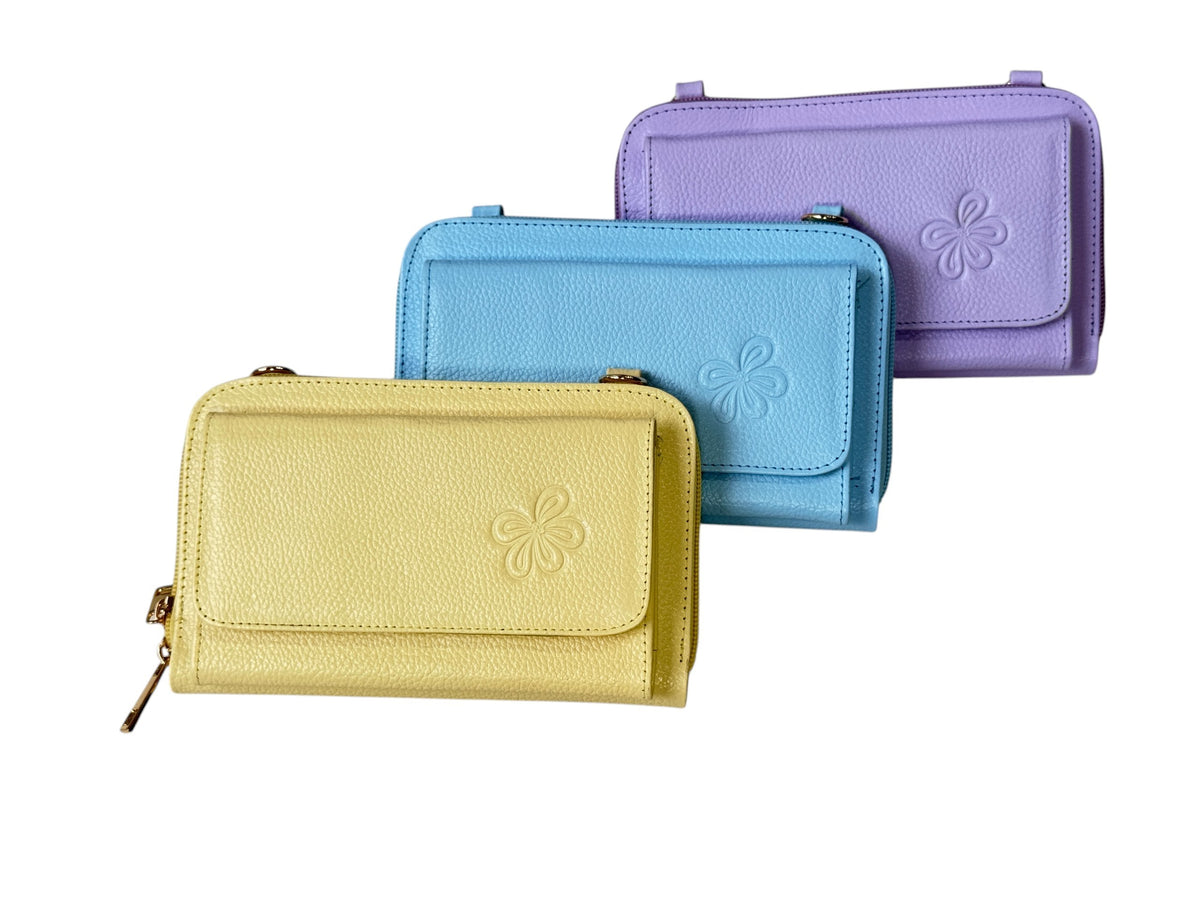 Bandolera de cuero 100% para mujer Flor de Coral